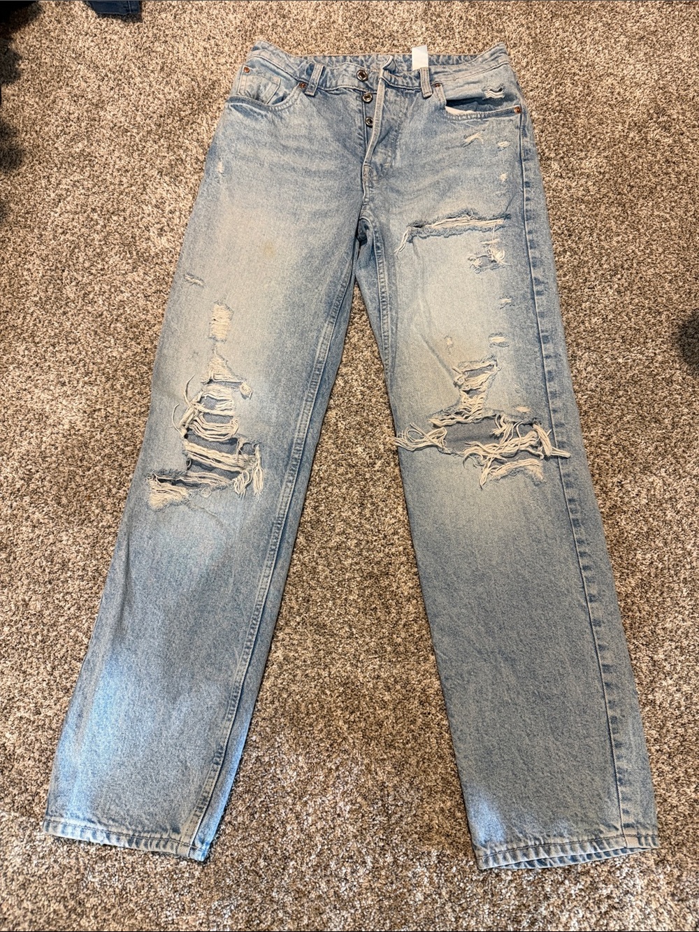 H&M Light Wash Distressed Boyfriend Jeans